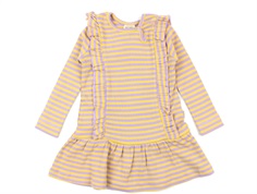 Petit Piao dress lavender/yellow sun stripes and ruffle